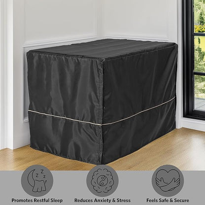 MidWest Homes for Pets Medium Dog Crate Cover, Black Polyester Privacy Kennel Cover Fits Most 30-inch Crates, Machine Washable, Reduces Barking & Chewing