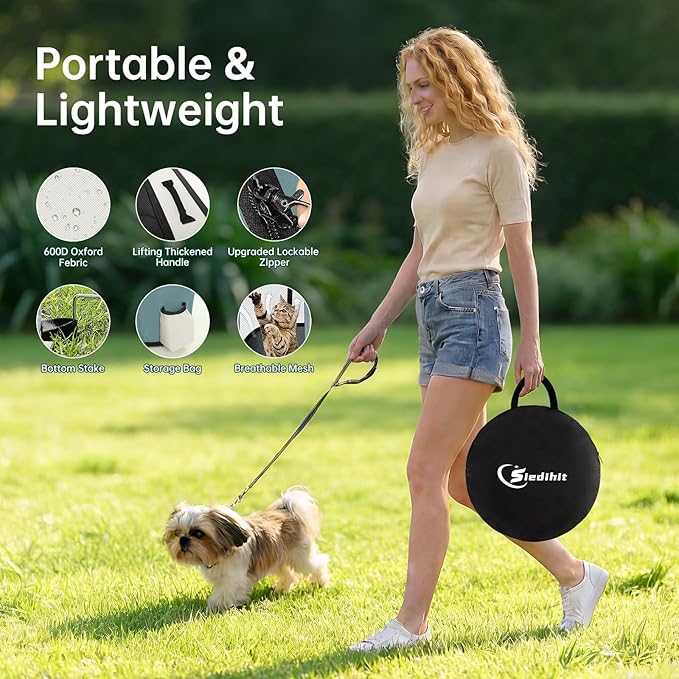 Dog Playpen,Cat Pet Puppy Pen,Portable Playpens for Dogs Indoor Outdoor Travel Camping Use,Foldable Dog Kennel Tent Crate for Rabbit Small Animals with Carrying Case (Grey, Small)