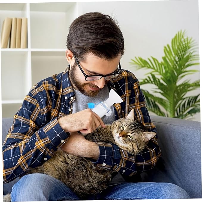 Toddmomy Pet Mask for Cats and Dogs Handheld Feline Spacer Respiratory Aid Breathing Indicator Comfortable Animal-Shaped Design for Easy Treatment