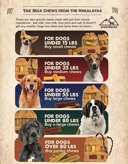 peaksNpaws Himalayan Dog Chews, High Protein Yak Cheese, Lactose Free, Natural Pet Treat, Long Lasting Chew Stick for Aggressive Chewers Under 15 lbs, 10 Small Sticks, 100% Eco-Friendly Packaging
