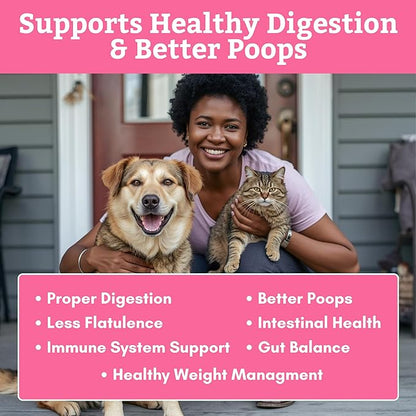Wholistic Pet Organics Daily Cat & Dog Probiotics for Digestive Health, Anti Diarrhea & Gut Support - Probiotics for Dogs with Digestive Enzymes & Prebiotic Fiber - Cat Probiotic - 8 Oz - 227 Scoops