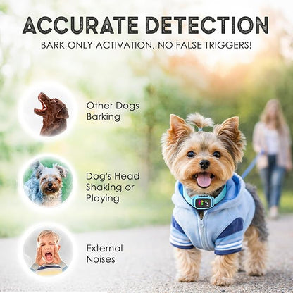 Tiny Bark Collar for Small Dogs 5-15 lbs and Puppies - No Shock Anti Barking Collar - Rechargeable Smart Collar for Dog Training with 7 Sensitivity Levels and 3 Beep&Vibration Modes (Pure Blue)