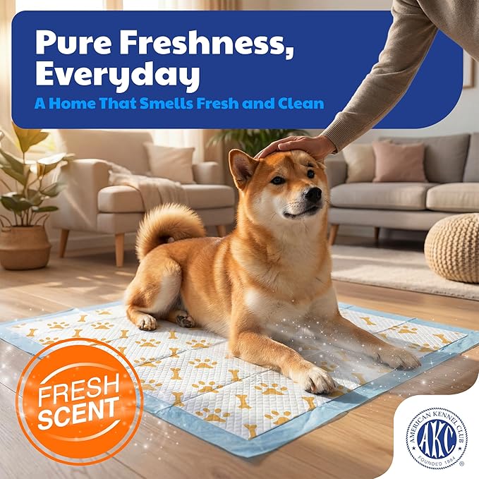 American Kennel Club Advanced Puppy Pads with Color-Changing Health+ Indicator and Ultra Absorbent Quick Dry Gel – 22''x22'' Leakproof Training Pads for Dogs – Fresh Scented – 100 Count