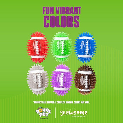 Gnawsome 4.5" Spiky Squeak & Light Football for Dogs - Durable, Rubber Bouncy Puppy Fetch & Chew Toy for Your Pet, Colors Will Vary for All Breed Sizes (Pack of 2)