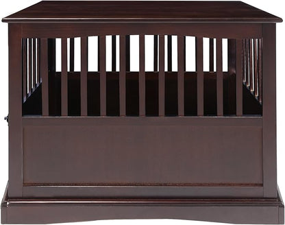 Casual Home Wooden Large Pet Crate, End Table, Espresso, 24 x 36.5 x 29.5 in