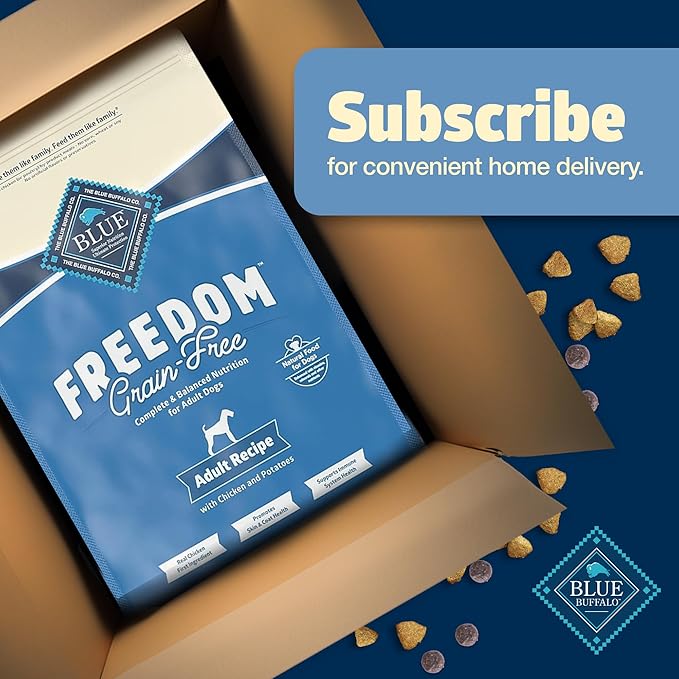 Blue Buffalo Freedom Grain-Free Dry Dog Food, Complete & Balanced Nutrition for Adult Dogs, Made in the USA with Natural Ingredients, Chicken & Potatoes, 11-lb Bag