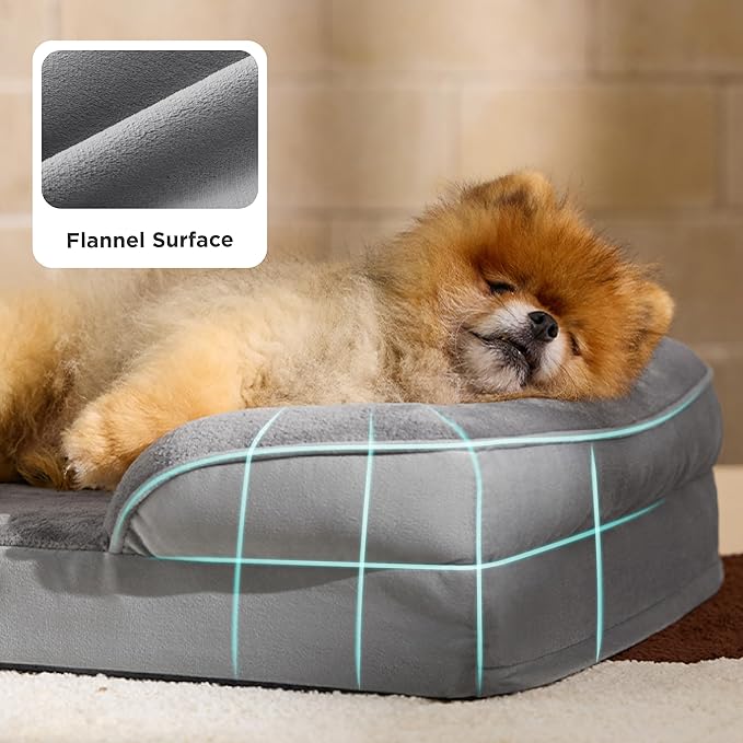 Bedsure Orthopedic Dog Beds for Small Dogs - Washable Small Dog Cat Bed Waterproof, Comfort Pet Couch Sofa with Washable Removable Cover, Pets Bed with Nonskid Bottom, Dune Haze Blue, 24"