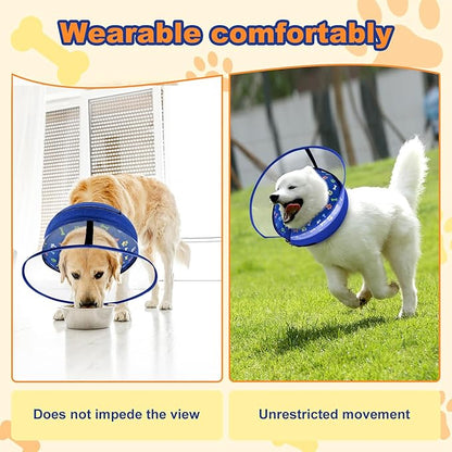 Dog Cone Collar with Enhanced Anti-Licking, Inflatable Dog Cone After Surgery, Adjustable Size with Soft Padding for Small Medium Large Dogs - Blue/XL
