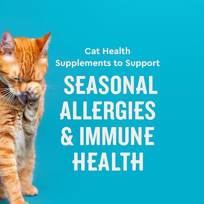 VetIQ Allergy Pro+ Relief, Cat Allergy Treats, Supplement & Vitamins with Probiotics, Fish Oil, Tart Cherry, Skin & Coat Support, Sneezing & Itching Relief, Seasonal Allergies, 3.7oz