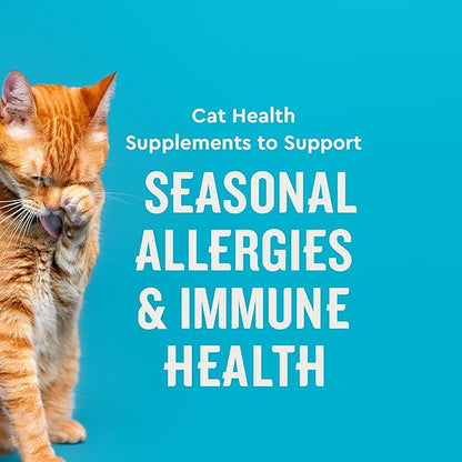 VetIQ Allergy Pro+ Relief, Cat Allergy Treats, Supplement & Vitamins with Probiotics, Fish Oil, Tart Cherry, Skin & Coat Support, Sneezing & Itching Relief, Seasonal Allergies, 3.7oz