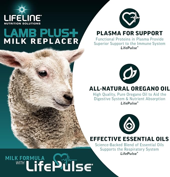 ANNUSO LIFELINE Lamb Plus+ Milk Replacer, 25lb Bag - 23% Protein & 30% Fat - Enhanced with LifePulse for Added Support - Encourages Immune, Digestive & Respiratory Health - Easy-Mix Powder