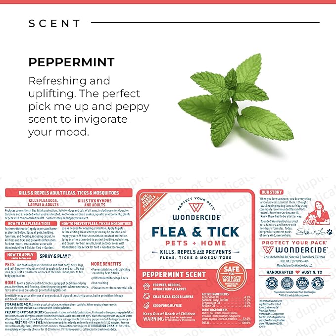 Wondercide Peppermint Flea & Tick Spray for Pets Plus Home with Natural Essential Oils 16 fl. oz.