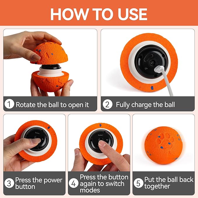 ALL FOR PAWS Interactive Dog Toy, Smart Moving Ball with 2 Play Modes, E-TPU Material, USB Rechargeable Motion-Activated Bouncing Ball for Medium Large Dogs, Automatic Rolling Keeps Dog Busy