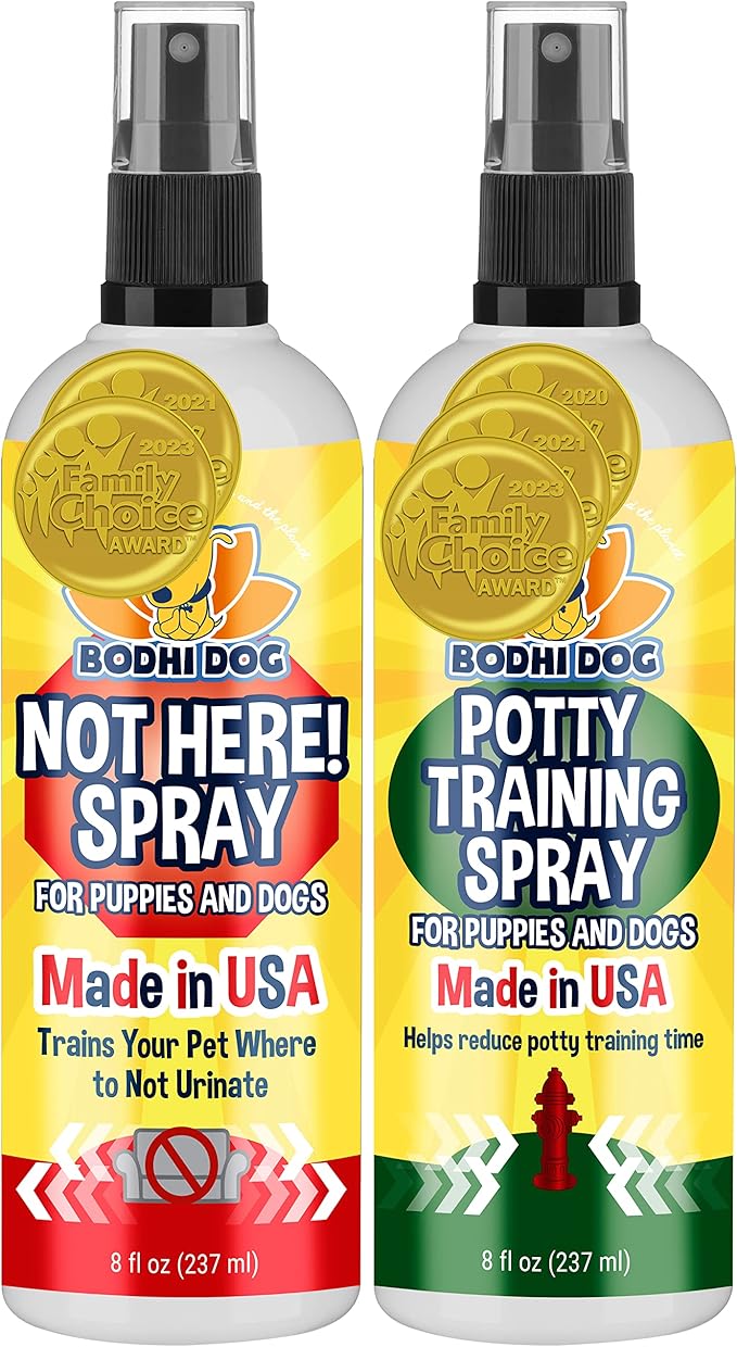 Bodhi Dog Not Here! Spray & Potty Training Spray - Dog Training Corrector for Indoor/Outdoor Use - Stops Urination & Marking - Housebreaking Solution Bundle for Dogs & Puppies (8 Fl Oz)