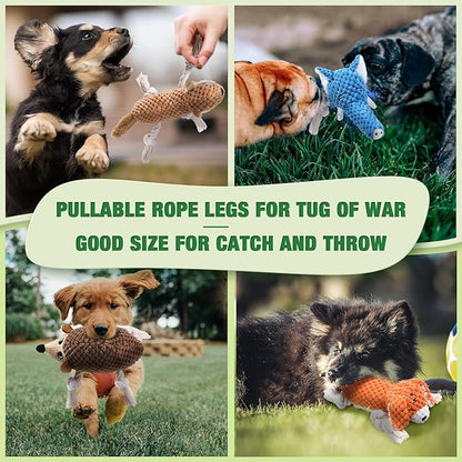 LEGEND SANDY Dog Squeaky Toys for Puppy, 5 Pack Small Dog Toys, Stuffed Animal Puppy Toys with Tug of War Ropes Value Bundle, Puppy Chew Toys for Teething with Squeakers Small Medium Breeds