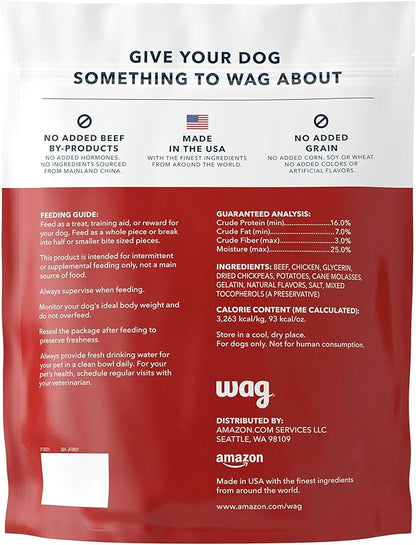 Amazon Brand - Wag Soft & Tender American Jerky Dog Treats – Beef Recipe (12 oz)