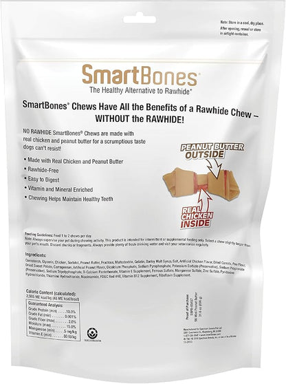 SmartBones Mini Bones with Real Peanut Butter, Rawhide-Free Chews for Dogs 56 Count (Pack of 2)
