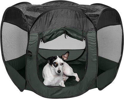 Furhaven Portable Dog Playpen Cat Tent, Pet playground,Kennel foldable indoor outdoor zippered puppy crate - Hunter Green, Medium