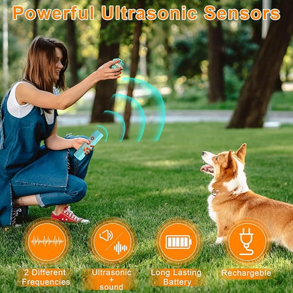 Anti Barking Device for Dogs - Dog Bark Deterrent Devices for Stopping Bad Dog Behavior - Ultrasonic Dog Bark Deterrent, Refuse to Shout and Slap - Best Anti Barking Device Rechargeable（Blue）