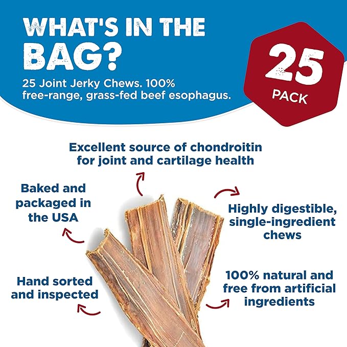6-inch Joint Jerky Dog Treats by Best Bully Sticks (25 Pack) All Natural Beef Dog Treats