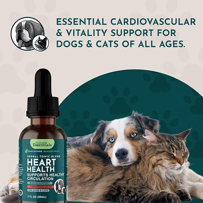 Animal Essentials Heart Health for Dogs & Cats - Cardiovascular Support Supplement, Healthy Heart, Organic Hawthorn Berry, Herbal Tincture - 2 Fl Oz