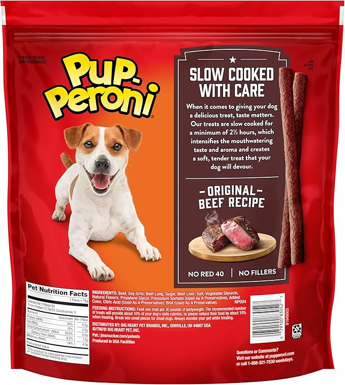 Pup-Peroni Dog Treats, Original Beef Flavor, 38 Ounce, Made with Real Beef (Pack of 2)