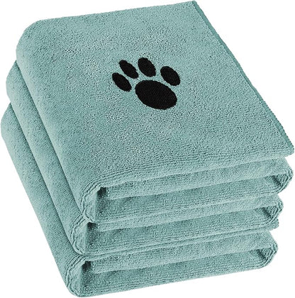 Puomue 3 Pack Microfiber Dog Towels for Drying Dogs, Super Absorbent and Soft Pet Grooming Towel, 40 Inch X 23.6 Inch, Perfect Dog Drying Towels for Large, Medium or Small Dogs, Lake Blue