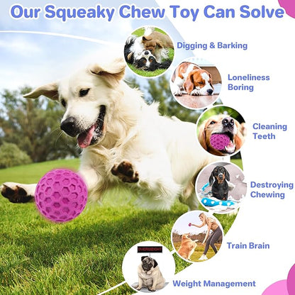 Tough Squeaky Dog Balls Puppy Toys, Interactive Dog Toys for Small Dogs, Puppy Chew Toys for Teething and Relax, Dogs Chew Toy Small Balls Dog Toys for Small Breed, Outdoor Dog Toy for Dogs