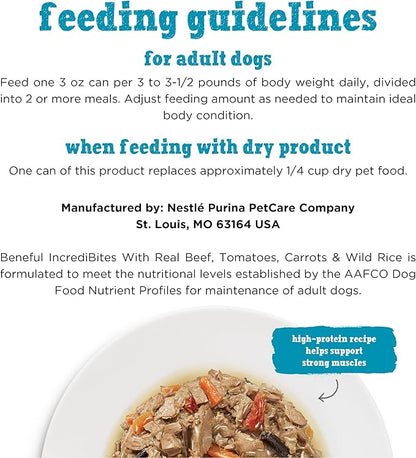 Beneful Purina Small Breed Wet Dog Food with Gravy, IncrediBites with Real Beef - (16 Packs of 3) 3 oz. Cans