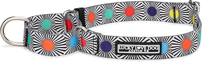 Lucky Love Dog, Adjustable Fun Style Martingale Collar for Dogs, Comfy & Bright Color, Premium No Slip Dog Collar - (Large, SOCO Mart)