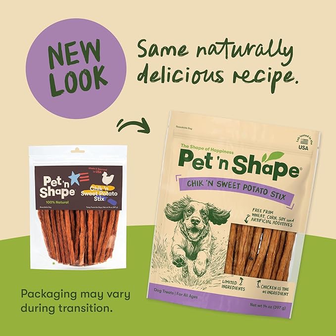 Pet 'n Shape Chik 'n Sweet Potato Stix Dog Treats – Made and Sourced in the USA - 14 Ounce