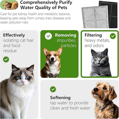 Cat Water Fountain Replacement Carbon Filters Compatible with PetSafe Drinkwell Platinum Pet Fountain, Premium Pet Water Fountain Filter (BLACK, 12 PACK)