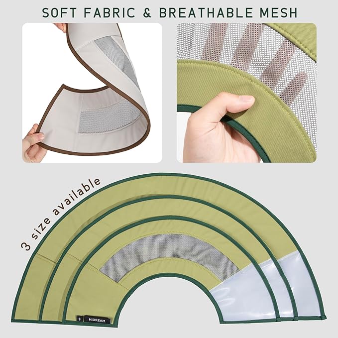 Breathable Soft Dog Recovery Cone Collar After Surgery, Adjustable Lightweight Elizabethan Collar with Air Mesh for Cats, Protective Collar to Stop Licking for Puppy, Khaki, L