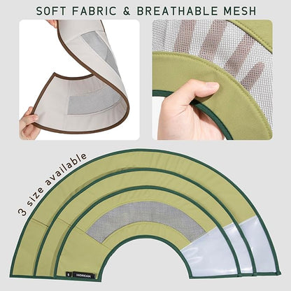 Breathable Soft Dog Recovery Cone Collar After Surgery, Adjustable Lightweight Elizabethan Collar with Air Mesh for Cats, Protective Collar to Stop Licking for Puppy, Khaki, L