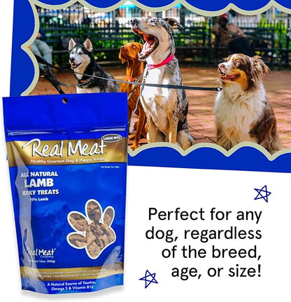 Real Meat Dog Treats - Two 12oz Bag of Bite-Sized Air-Dried Lamb Jerky for Dogs - Grain-Free Jerky Dog Treat Made up of 95% Free-Range, Grass Fed Lamb - All-Natural High Protein Dog Treat