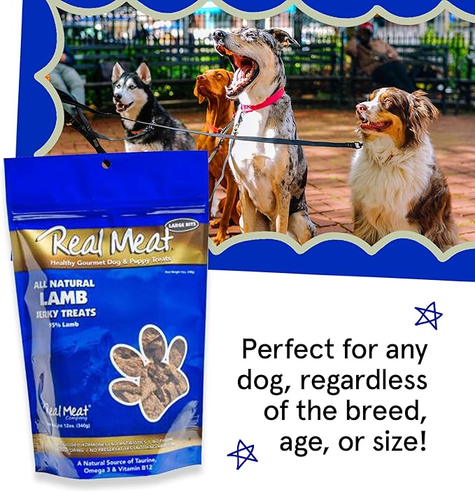 TRMC Real Meat Dog Treats - Three 12oz Bag of Bite-Sized Air-Dried Lamb Jerky for Dogs - Grain-Free Jerky Dog Treats Made up of 95% Quality, Free-Range, Grass Fed Lamb - All-Natural Dog Treats