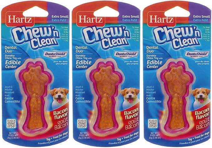 Hartz Tiny Dog Dental Duo Dog Toy Edible Chew Combo [Set of 3]