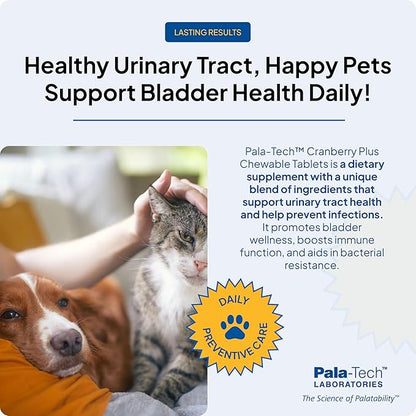 Cat & Dog UTI Treatment - Cranberry Supplement for Dogs&Cats 60 Chewable Tablets for Urinary Tract Infection & Bladder Stone Prevention, Canine Incontinence Support Made in USA