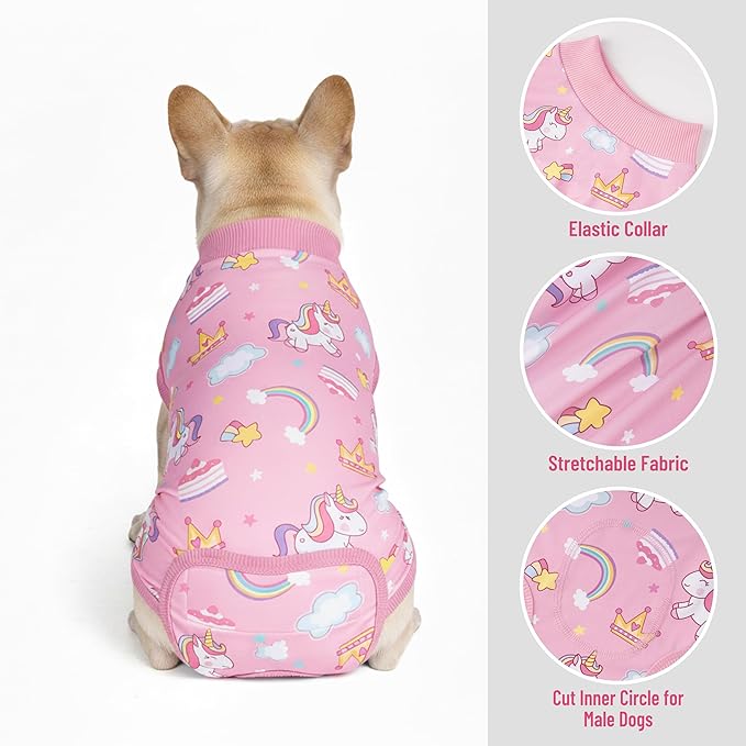 cyeollo Recovery Suit for Dogs Surgery Suit Female Spay Soft Pet Onesie Bodysuit After Sugery Male Dog Neuter Pet Clothes Small Dogs Surgical Recovery Shirt, Unicorn M