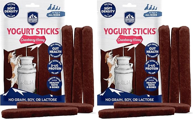 Himalayan Dog Chew Cranberry Honey Yogurt Sticks for Dogs | Protein-Rich Treats with Prebiotics & Probiotics | Lactose-Free, Grain-Free, Gluten-Free | Healthy Yogurt Chews for All Breeds | 5 Count