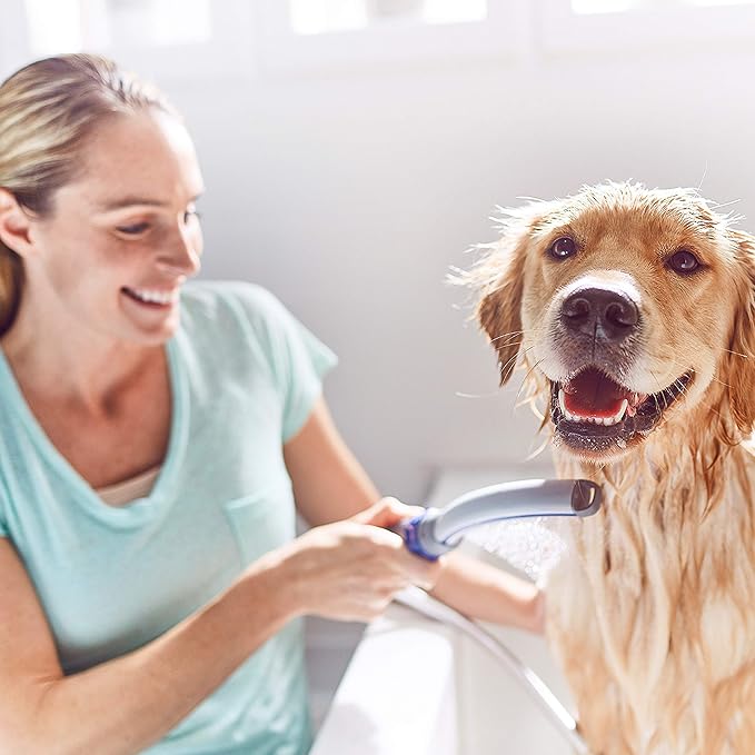 Waterpik Pet Wand Pro Dog Shower Attachment for Fast and Easy Dog Bathing and Cleaning,Indoor-and Outdoor Sprayer Includes 8-Foot Flex Hose,Blue/Grey,PPR-252E,(Pack of 2)