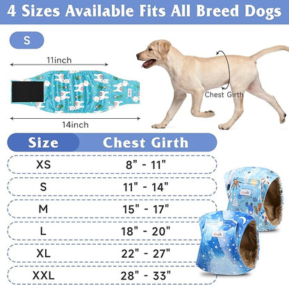 5 Pack Dog Diapers Male Reusable, Premium Belly Bands for Dogs, High Absorbing Male Dog Pee Wraps for Doggie in Incontinence or Excitable Urination Galaxy XS