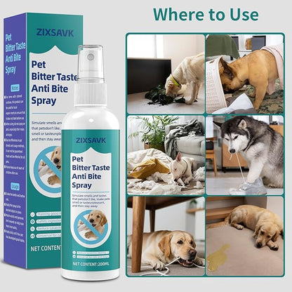 Bitter Apple Spray for Dogs - No Chew Spray for Dogs | Safe, Non-Toxic Chewing Deterrent | Stop Licking, Biting & Destructive Behavior | Training Aid (200ml)