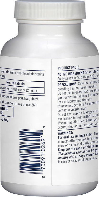PetArmor Aspirin for Small Dogs, Fast Acting Anti-Inflammatory and Pain Relief For Dogs, Vet-Quality Joint Support and Pain Meds for Dogs, 75 Liver Flavored Tablets