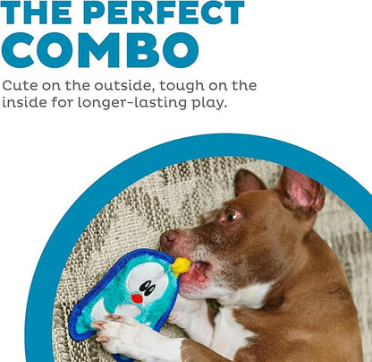 Outward Hound Durablez Minis – Squeaky Plush Dog Toy, No Stuffing for Less Mess, Interactive & Tough, Jumbo Squeaker, Puppies & Small Dogs, Penguin, 6.3"