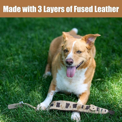 SPOT Skinneeez Leather Snake – 25in Stuffing-Free Dog Toy with Real Leather & 4 Squeakers, Durable Tug Toy for Light to Moderate Chewers, Great for Medium & Large Dogs