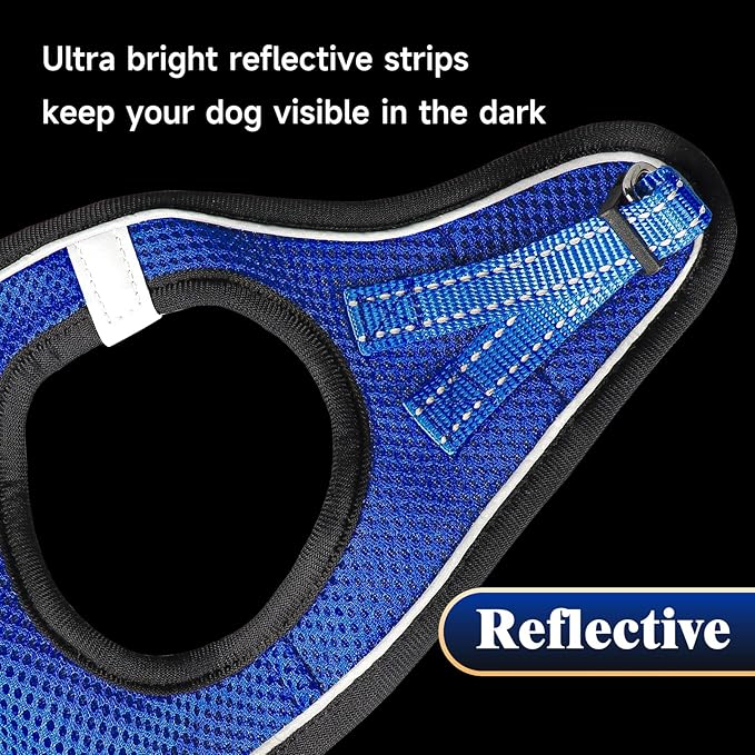 YIMEIS Dog Harness and Leash Set, No Pull Soft Mesh Pet Harness, Reflective Adjustable Puppy Vest for Small Medium Large Dogs, Cats (Royal Blue & Black, X-Small (Pack of 1)