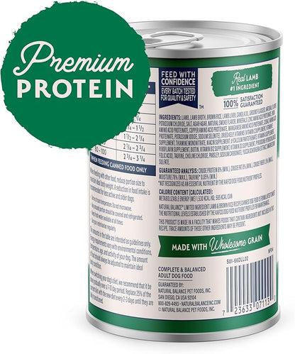 Natural Balance Limited Ingredient Adult Wet Canned Dog Food with Healthy Grains, Lamb & Brown Rice Recipe, 13 Ounce (Pack of 12)