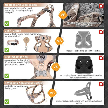 BEAUTYZOO Step in Dog Harness Collar and Leash Set for Small Medium Large Dogs, No Pull No Choke Puppy Harness, Soft Mesh Reflective Pet Padded Vest Adjustable for Doggie Girl or Boy,French Bulldog