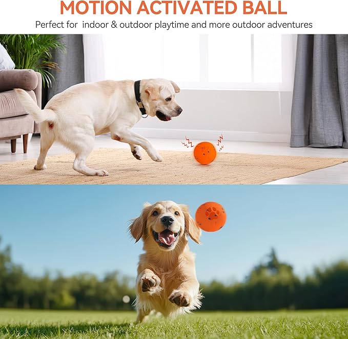ALL FOR PAWS Interactive Dog Toy, Smart Moving Ball with 2 Play Modes, E-TPU Material, USB Rechargeable Motion-Activated Bouncing Ball for Medium Large Dogs, Automatic Rolling Keeps Dog Busy
